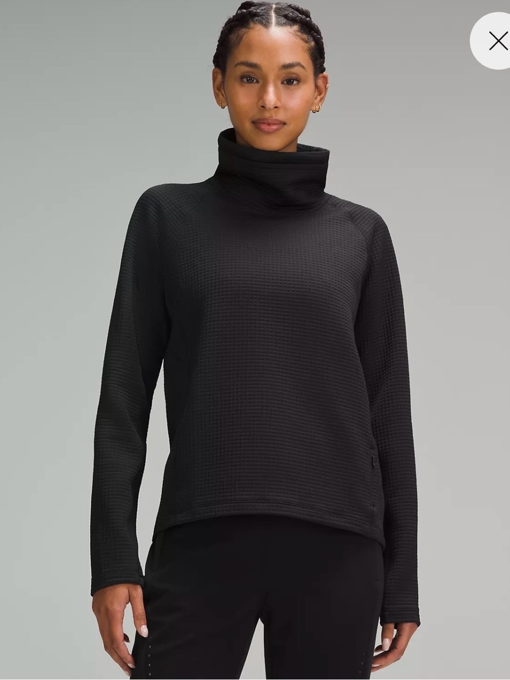Lululemon Funnel Neck Waffle Top LIGHT Grey 4 tag removed like new